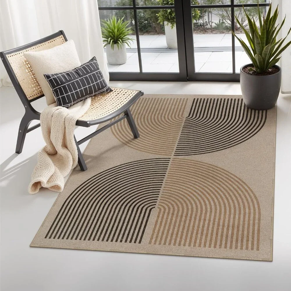 New Modern Rainbow Easy Jute 3x5 Patio Rug, Washable Rugs for Entryway Farmhouse